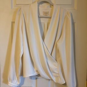 Sezane Cream Wrap Blouse